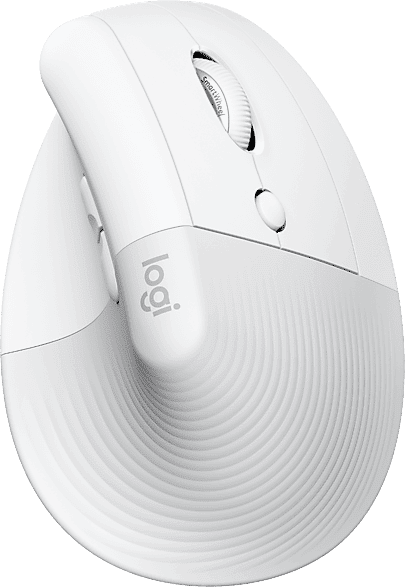 Ratón inalámbrico - Logitech Lift Vertical para Mac, Ergonómico, Smartwheel, Accesos directos, Multidispositivo, 4000 ppp, Blanco
