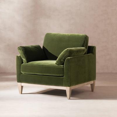 Taylor "Pasadena 36"" Wide Modern Farmhouse Velvet Accent Arm Chair"