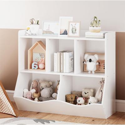 ELETHEBIA Kids Bookshelf and Bookcase Toy Storage Multi Shelf with Cubby Organizer Cabinet