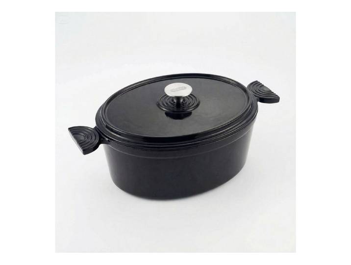 Mulex Bräter Belle Cocette schwarz 30 cm, Gusseisen (backofengeeignet inklusive Deckel, 2-tlg., ideal zum Schmoren, Braten, Backen & Kochen), für alle Herdarten geeignet