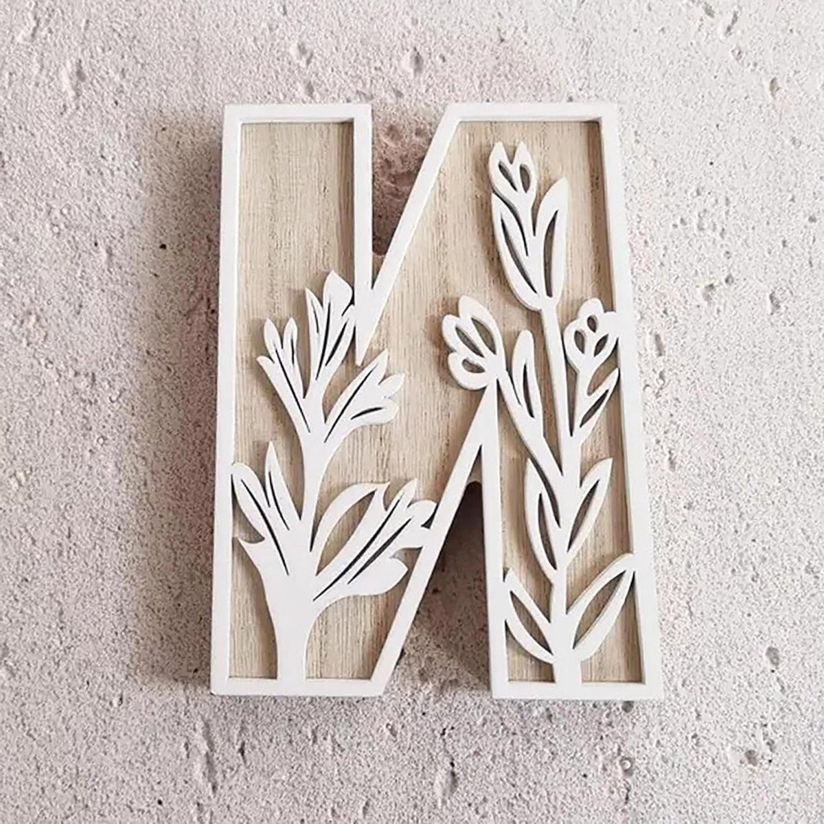 Set van 5 grote decoratieve cijfers van natuurlijk hout voor wanddecoratie