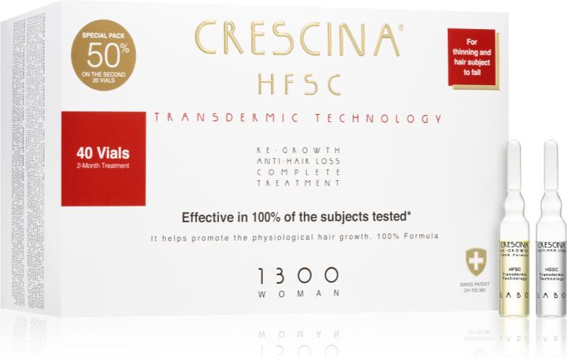 Crescina Transdermic 1300 Re-Growth and Anti-Hair Loss Pflege zur Förderung des Haarwachstums und gegen Haarausfall für Damen 40x3,5 ml