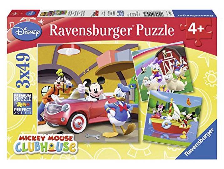 Ravensburger puzzel Disney Mickey Mouse: Iedereen houdt van Mickey - 3x49 stukjes - kinderpuzzel