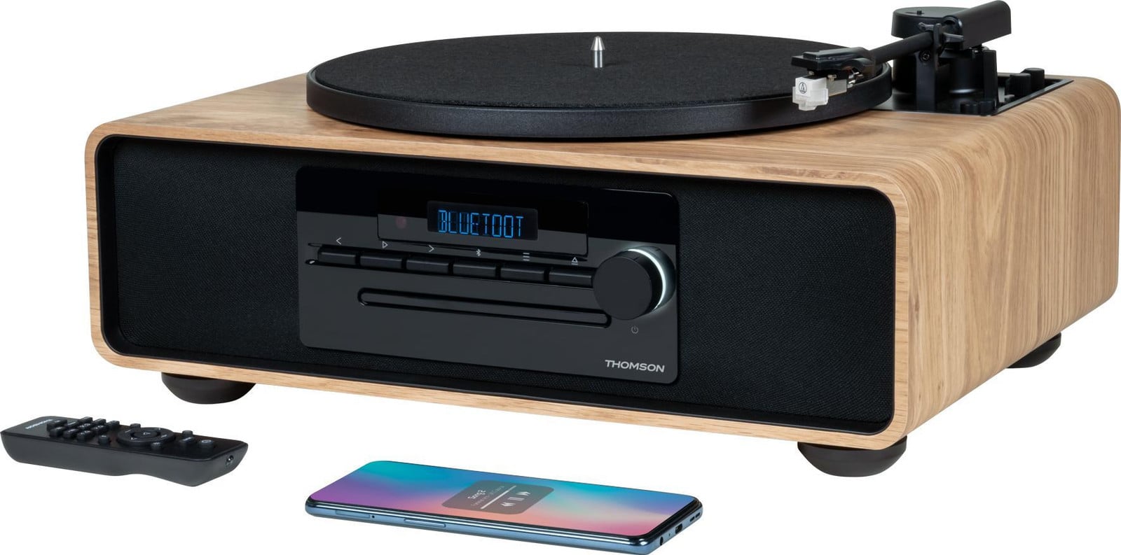 Thomson MIC300TT micro-systeem zwart/hout met Bluetooth, CD-speler, USB-poort en FM-radio, 60W