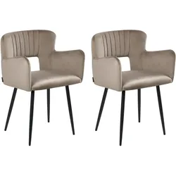 ESSZIMMERSTUHL 2er-Set Samtstoff Taupe Sanilac