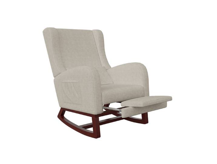PXloue Schaukelstuhl Stillsessel Relaxsessel Loungesessel, mit Holzsockel Fußstütze Verdicken,Leinen,67 x 64 x 99 cm