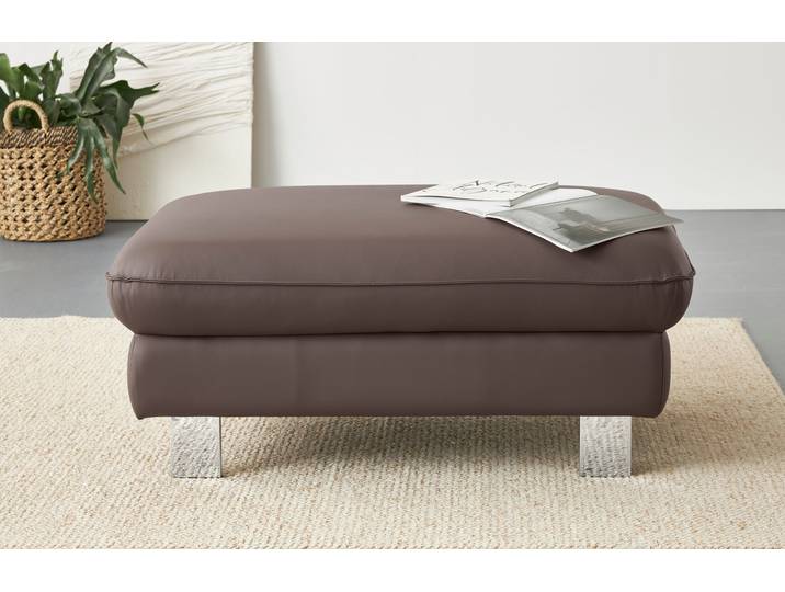 Hocker COTTA Driver , braun (cocoa), B:101cm H:46cm T:65cm, 100% Echtleder, Hocker, Hocker, mit edlen Metallfüssen
