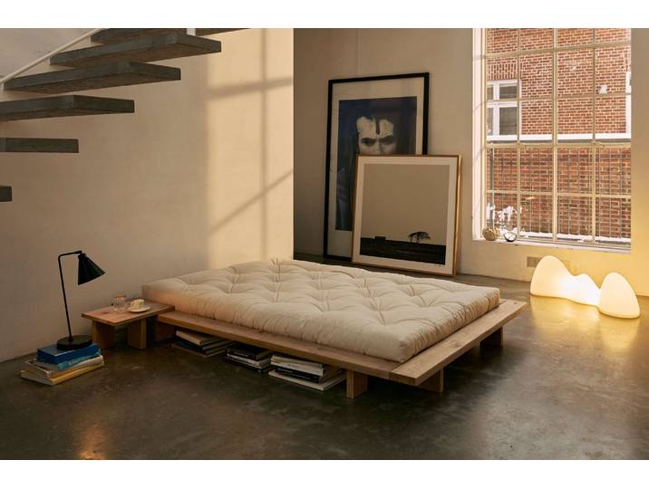 Bettgestell KARUP DESIGN JAPAN BED Futonbett aus FSCzertifiziertem Massivholz, Eiche, bequem , oiled oak, B:148cm H:20cm L:228cm, Betten, Bettgestell, zeitlos,, inkl. Lattenrost, ohne Matratze, Made in Europa