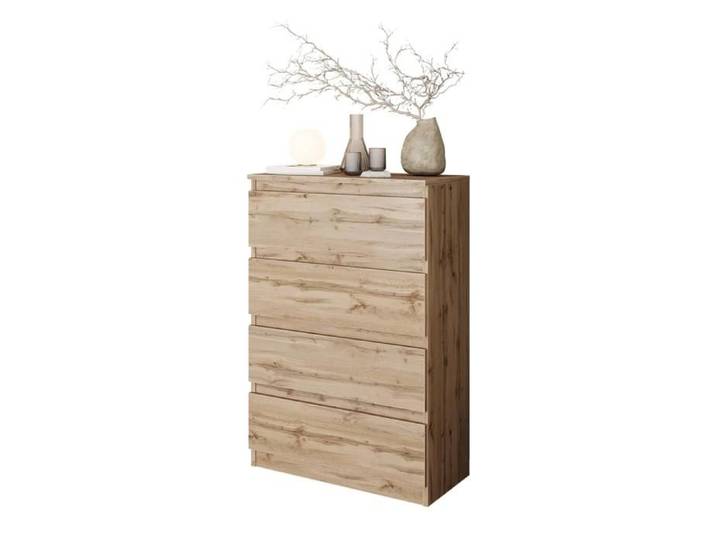 GABRIEL - Commode 4 Tiroirs - Table de Chevet Buffet - H92cm L60cm P33cm (Chêne Wotan)