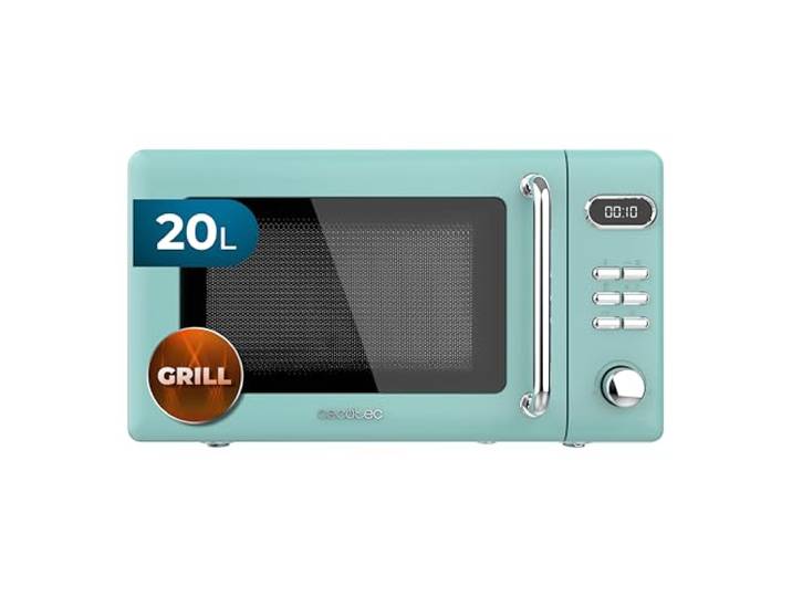 Cecotec Digitale Magnetron met Grill van 20 L Proclean 5110 Retro Groen. 700 W in 5 niveaus, Timer tot 60 minuten, 8 Programma's en Ontdooistand, Vintage Design in Groen