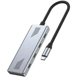 Gembird 4-PORTOWY HUB USB-C 3.2 (GEN 2) TYPU C SZARY (USB-C, 4 Ports), Dockingstation + USB Hub, Silber, Grau