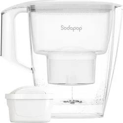 Mysodapop Wasserfilterkanne Selina, 1,5 Liter, weiss, inkl. 10 Filterkartuschen, Wasserfilterkanne, Weiss