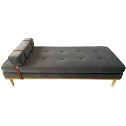 SalesFever Daybed | mit Kopf- und Nackenstütze | Samt | B 180 x T 75 x H 42 cm | Grau