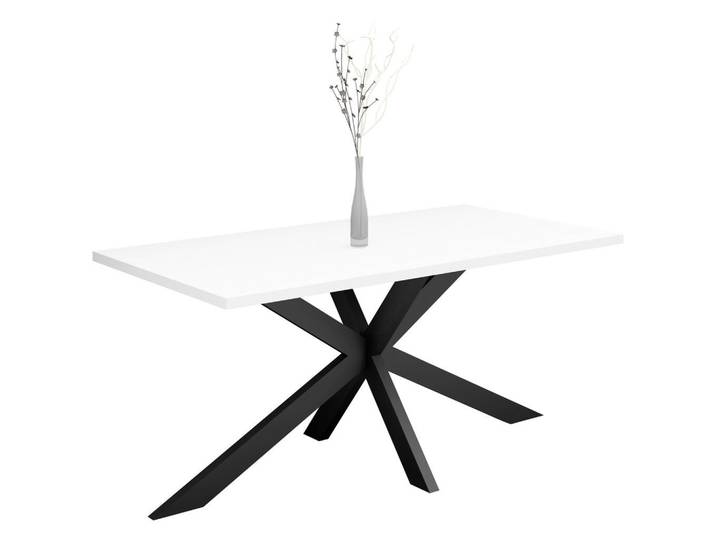 Livetastic Esstisch, Schwarz, Weiß, Metall, rechteckig, Drehkreuz, 90x78x180 cm, Esszimmer, Tische, Esstische