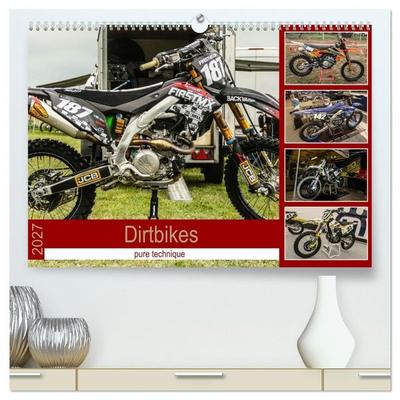 Dirtbikes - pure technique (hochwertiger Premium Wandkalender 2027 DIN A2 quer), Kunstdruck in Hochglanz