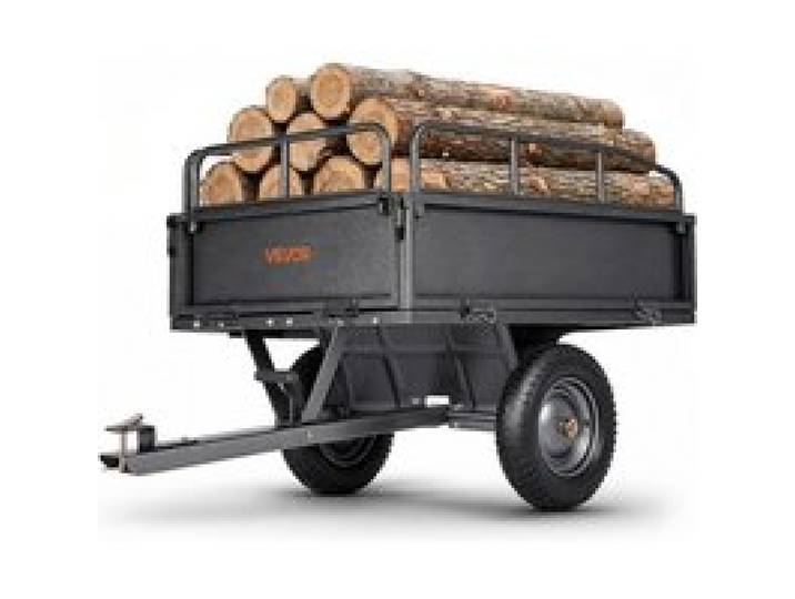 VEVOR Kippanhänger, 226,79 kg Fassungsvermögen, ATV-UTV-Transportanhänger 142x76x70 cm, Kippwagen mit 35,56 cm Reifen, Handzug oder Fußpedal, Hofanhänger für Rasenmähertraktoren