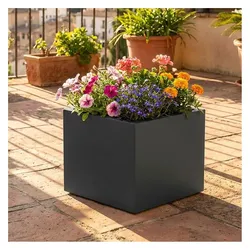 Ethick, Blumentopf, Blumentopf Quadratisch 38cm in Anthrazit, Pflanzkasten 25L aus Kunststoff für Innen & Aussen (38 x 38 x 32 cm)