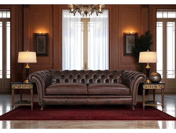 Salottini Chesterfield-Sofa Luxus XL Sofa Chesterfield 2-Sitzer Couch Themse Ledersofa Salottini, 1 Teile, Handarbeit