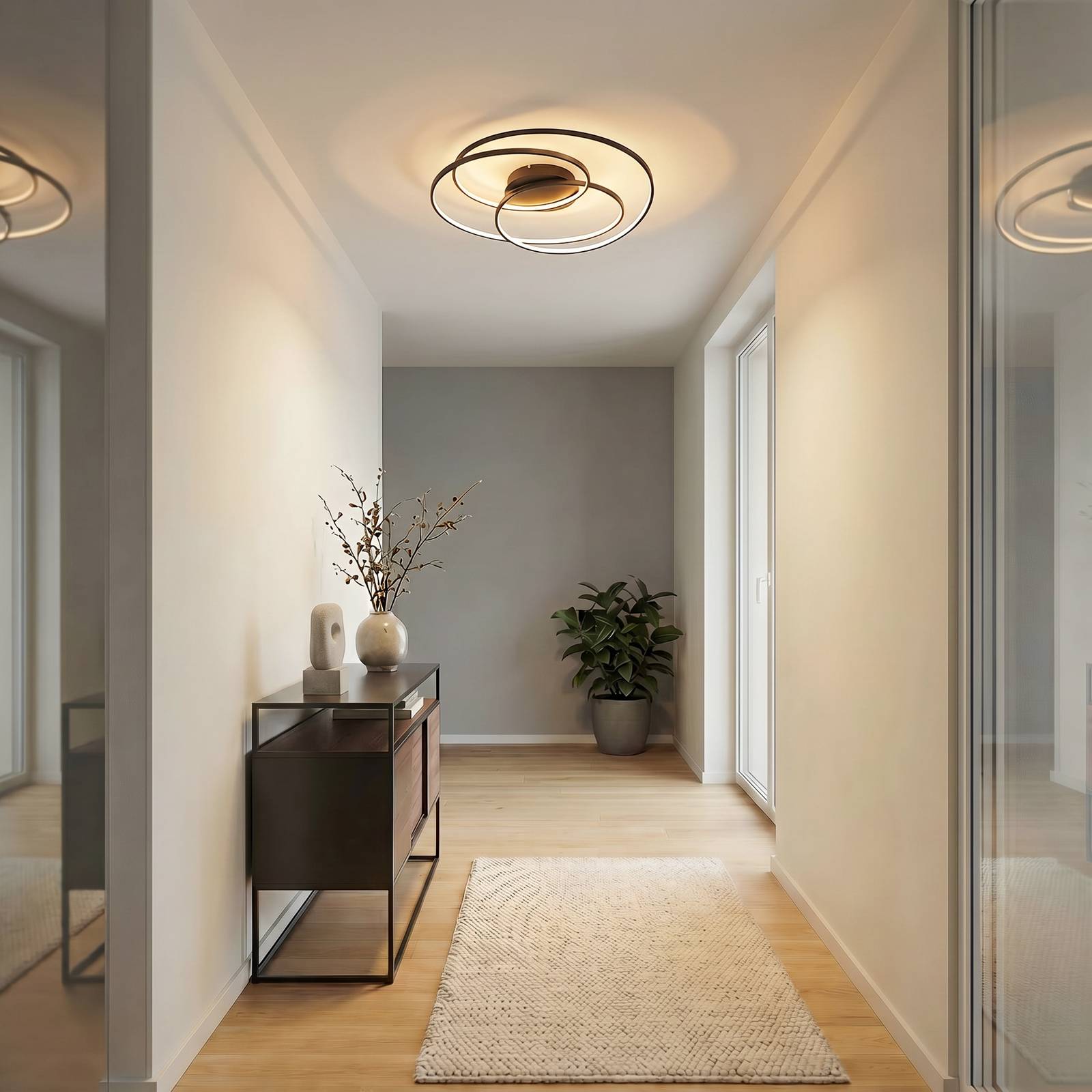 LED Ceiling Light Kateryna Lindby, dimmable, Black, Living / Dining Room, Modern, Ceiling Light