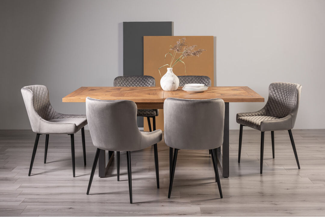 Hykkon Extendable Dining Set Grey 6