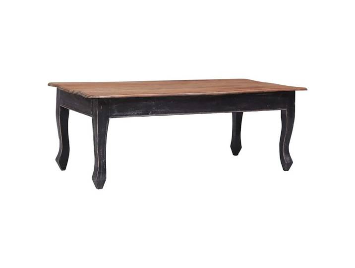furnicato Couchtisch Massivholz 120x60x45 cm Schwarz und Braun (1-St), Wohnzimmertisch im Retro-Stil mit Lack auf Wasserbasis für Wohnraum