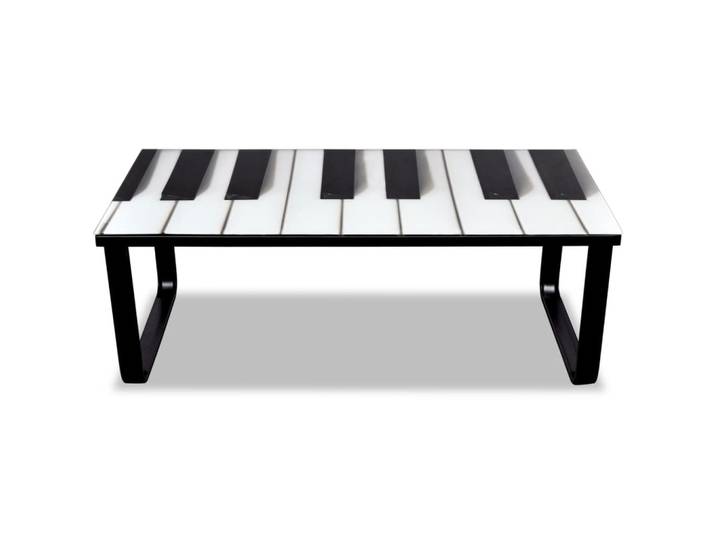 vidaXL Table basse avec plateau en verre Impression piano