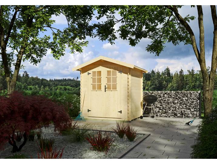 Gartenhaus KIEHN-HOLZ Eisberg 1 , beige (naturbelassen), Fußboden im Gartenhaus, ohne Dacheindeckung, Holzwerkstoff, Gartenhäuser, Gartenhaus