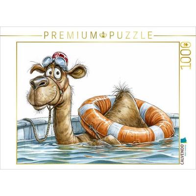 CALVENDO Puzzle Bei der Affenhitze hilft nur ein Bad im Pool | 1000 Teile Lege-Größe 64x48cm Foto-Puzzle für glückliche Stunden, von , Calvendo Puzzle