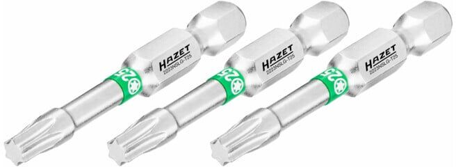 Embout-tournevis (bit) Hazet 2223NSLG-T25/3, hexagone massif 6,3 (1/4 pouce), profil TX intérieur, T25, nombre d'outils : 3 (2223NSLG-T25/3)