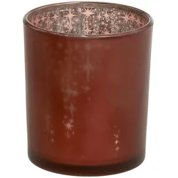 Chic Antique Weihnachtlicher Roter Teelichthalter mit Muster, H8/Ø 7 cm, antique cherry