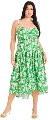 Plus Size Women's High-Low Midi Dress by June & Vie in Flowers Green (Size 12 W)