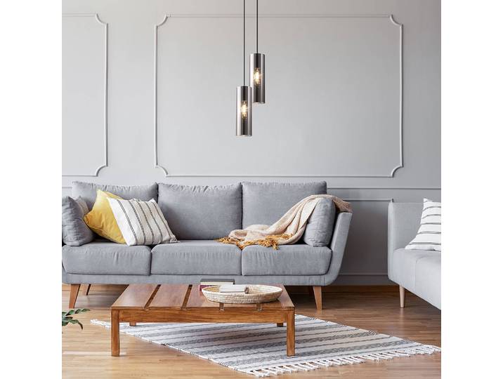 Pendelleuchte Gioia Ø 8cm Grau/Silber/Grau Mischmetall / Rauchglas E14
