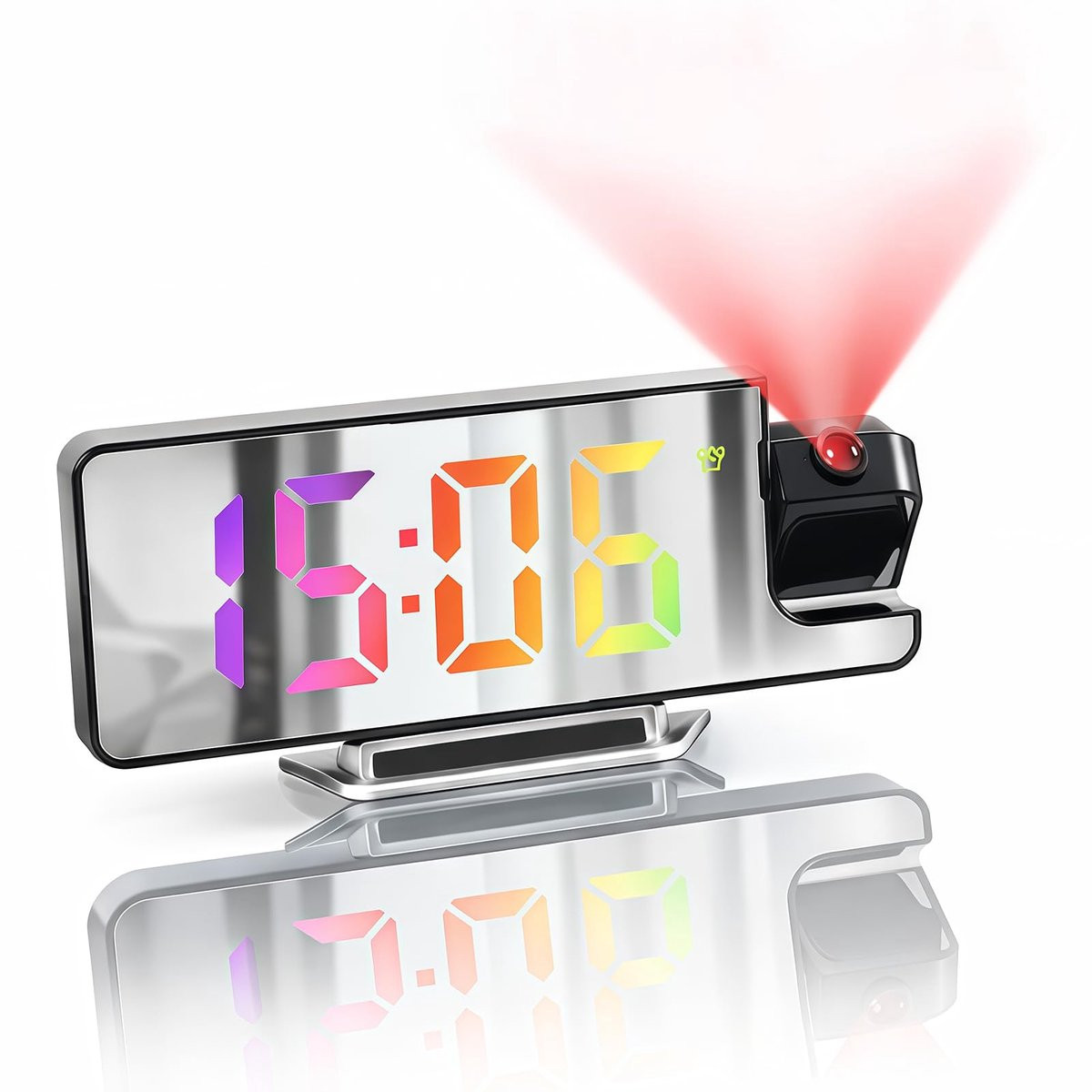 SnelShoppen Digitale Wekker met Projectie, Alarm, Temperatuur en Datum, Zilver