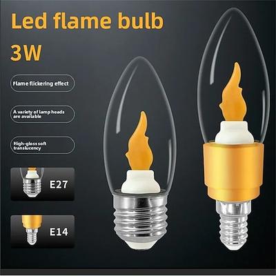 4 Stück LED-Lampen, 3 W, 85–265 V, gelbe Flammenbirnen, E27/E14-Fassung, simulierte Flamme, elektrische Kerzen, dekorative Lichter für Weihnachten, Halloween und stimmungsvolle Atmosphäre.