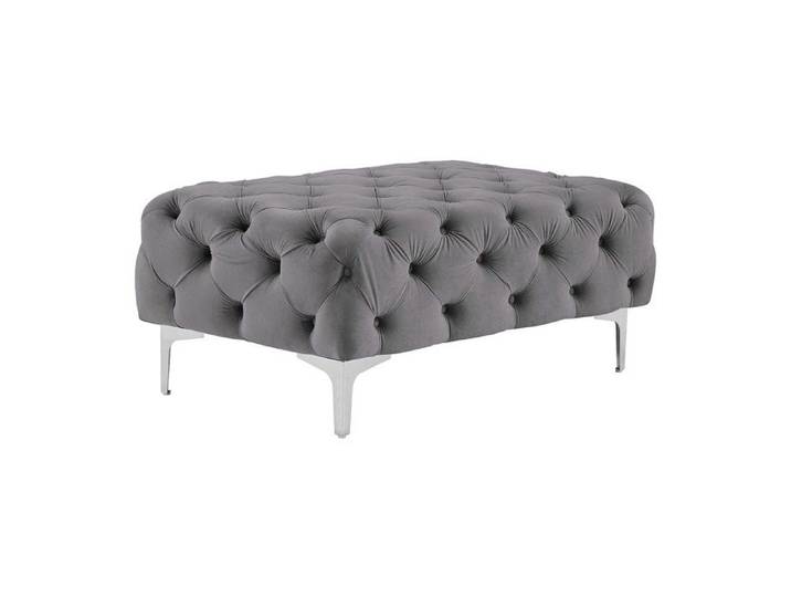 Pouf chesterfield en velours anthracite EDWINA