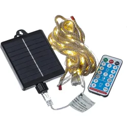 MARELIDA LED Solar Lichterkette Seil maritim Deko Kordel Tau 5m 8 Funkt. Fernb. USB