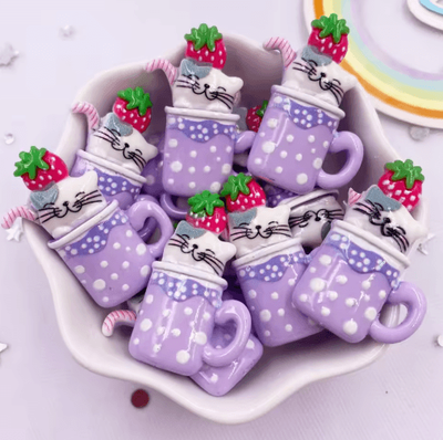Inspire Picks 10PCS Kawaii Cartoon Cat Flatback Charms Colorful Resin DIY Scrapbook Accessories 5