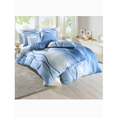 Bettwäsche BIERBAUM Gr. 1, blau, B/L: 135cm x 200cm, Feinbiber, B/L: 80cm x 80cm, 1 tlg., Feinbiber, 100% Baumwolle, Bettwäsche, Bettwäsche