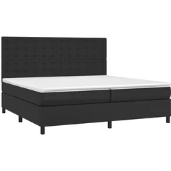 Décoshop26 - LED-Bettgestell mit Lattenrost Kopfteil und 200x200cm schwarzer Synthetikmatratze TDL0209135