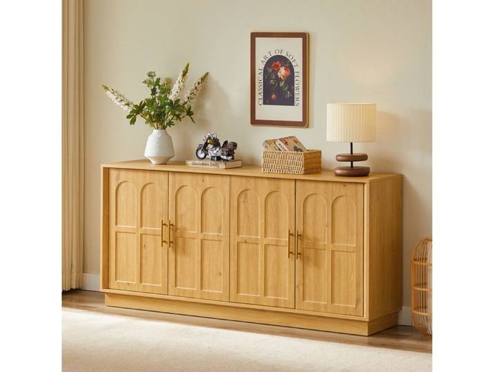 ROVRYN Buffet bas 169 x 40 x 80 cm 4 portes MDF aspect bois naturel