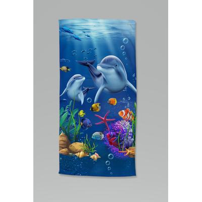 Strandtuch GOOD MORNING "Mare", blau, B:75cm L:150cm, Velours, Velours, Handtücher, Kinder Strandtuch, Mikrofaser, Velours, saugfähig, weich, leicht, bunt