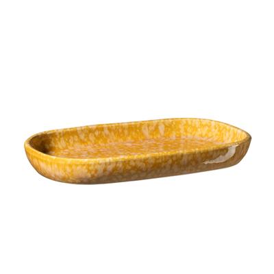 Servierplatte GIPFELSTÜCK "Alpenglühen", gelb, B:21,5cm H:4,5cm L:35cm, Steinzeug, Servierplatten, Servierplatte, inspiriert vom Licht der untergehenden Sonne