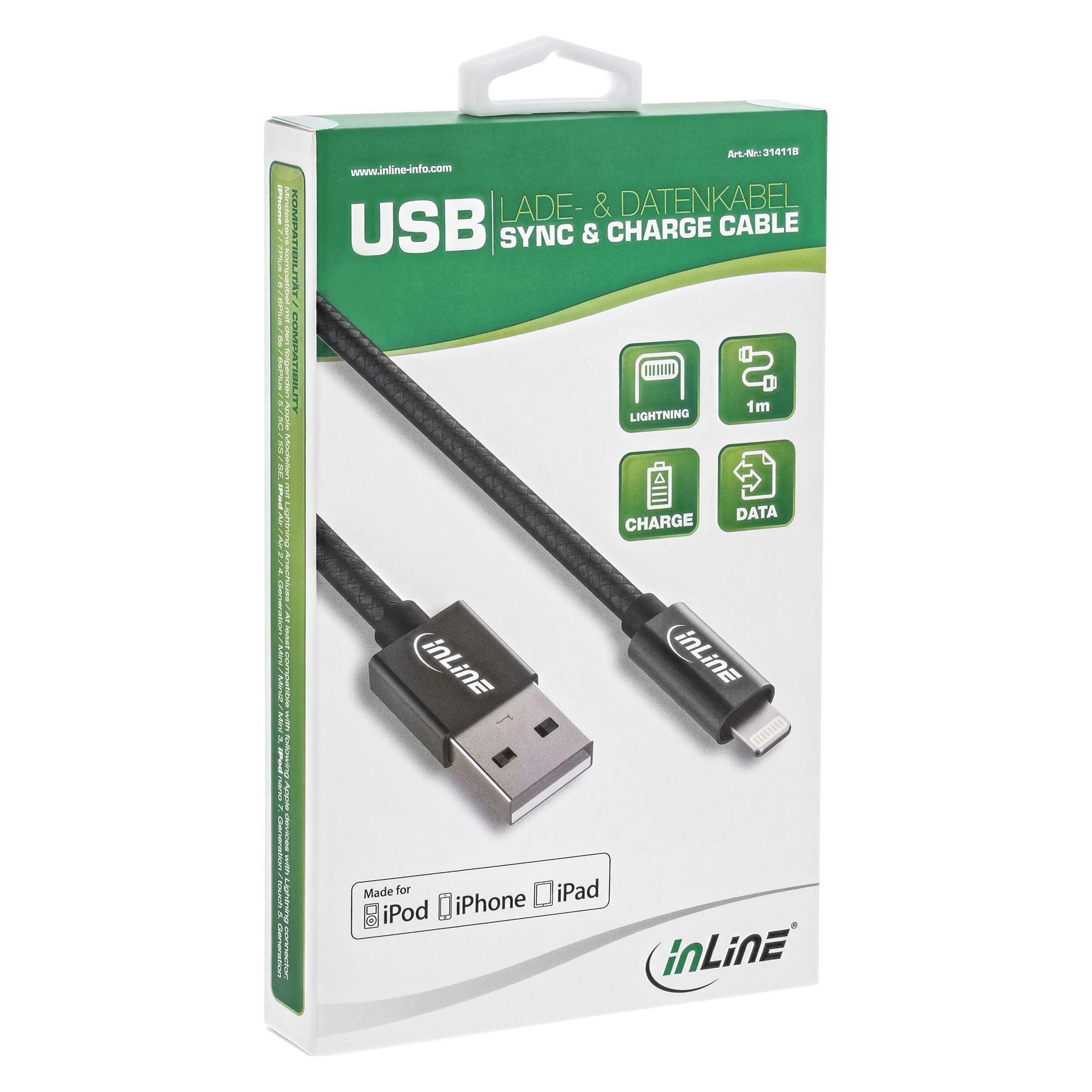 InLine Lightning-Kabel (1 m, USB 2.0) (31411B)