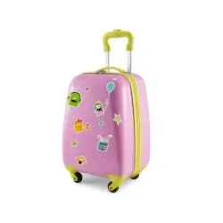 For Kids - Kindergepäck + reflektierende Aufkleber Monster, Kinderkoffer, Hartschalenkoffer für Kinder, Handgepäck, 24 Liter, Pink