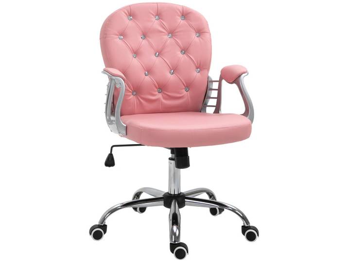 Vinsetto Ergonomischer Bürostuhl Chefsessel Gepolsterte Rückenlehne Kunstleder Rosa, Kunststoff, 60.5x103x59.5 cm, Büromöbel, Bürostühle, Drehstuhl