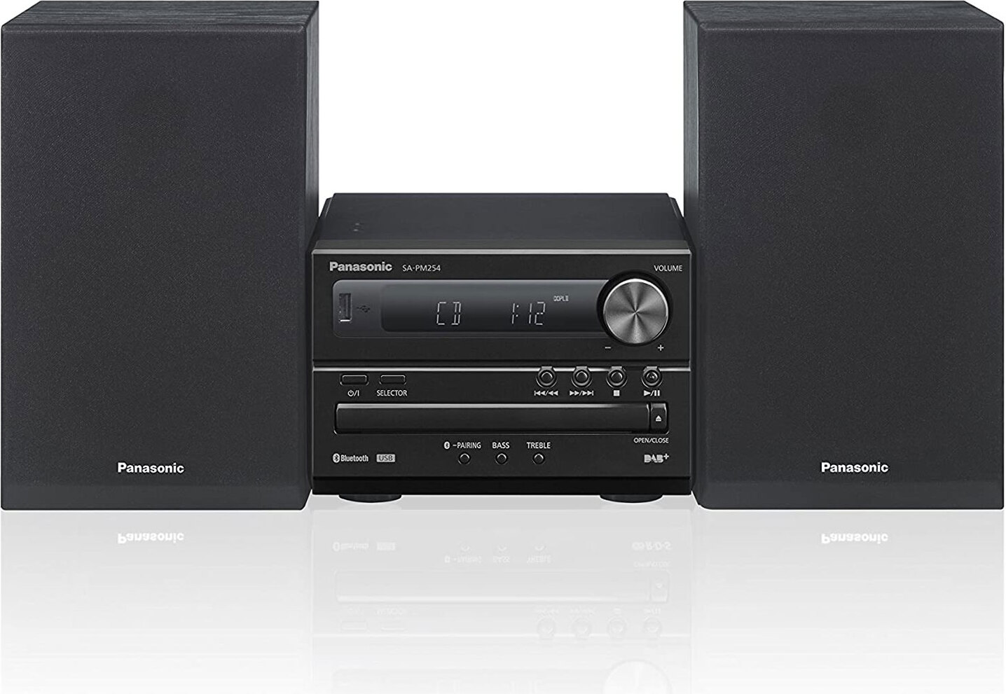 Panasonic SC-PM254EG-K, Heim-Audio-Mikrosystem, Schwarz, 1-Weg, DAB+, AC, 0,2 W