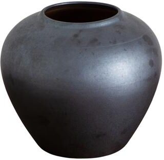 Nearly Natural 7-in Black Round Urn Vase