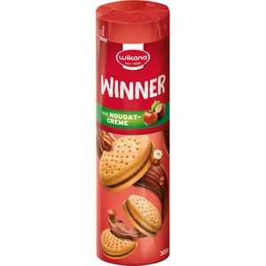 Wikana Kekse Winner Sandwichkeks, Doppelkeks mit Nougatcreme-Füllung, 300 g