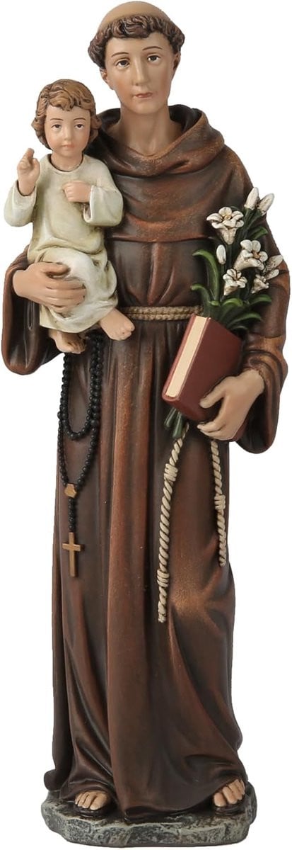 Heilig Beeld Sint Antonius van Padua - 15 cm Hoog - Religieus Cadeau en Decoratief Tafelbeeld