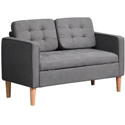 STILVORA 2-Sitzer Sofa Polyester Grau mit Stauraum 117x62x78 cm